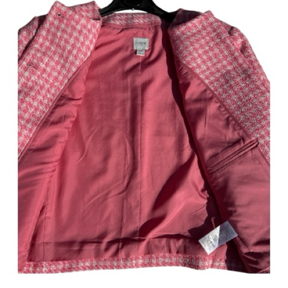 J.Crew Factory Tweed Patch-Pocket Women's Jacket Pink Size 12 - Picture 4 of 6
